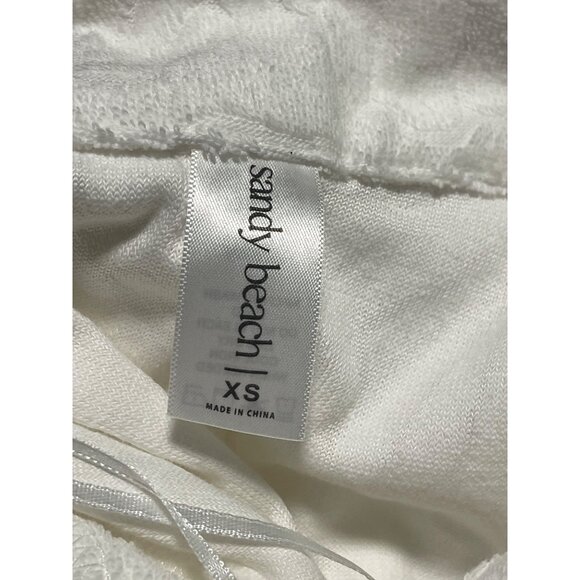 Sandy Beach Seashell Print Sleeveless Zip Up Terry Cloth Cover Up White XS - Picture 6 of 8